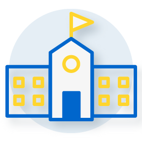 illustration of a building with a pennant waving from the top